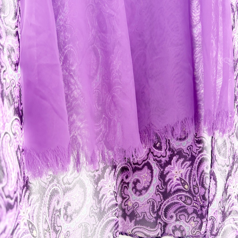 Vintage 90s Silk Midi / Maxi Skirt in Purple Paisley Size 12 Fairy Grunge Whimsy - Picture 6 of 7
